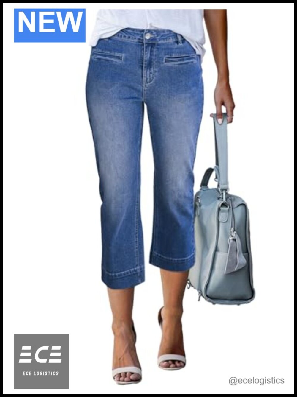 High Waisted Stretchy Capri Jeans Slim Straight Crop Pants Casual